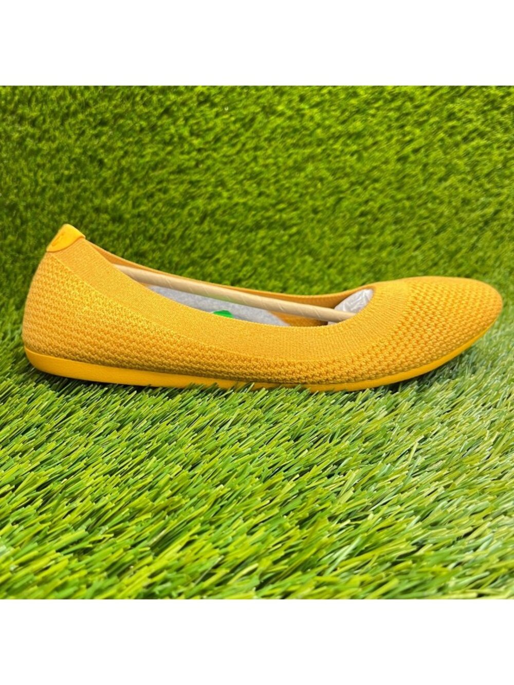 Allbirds Tree Breezer Womens Size 8.5 Yellow Casual Slip On Ballet Flats Shoes
